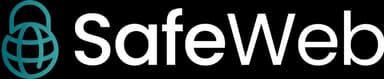 The SafeWeb white logo with a green padlock