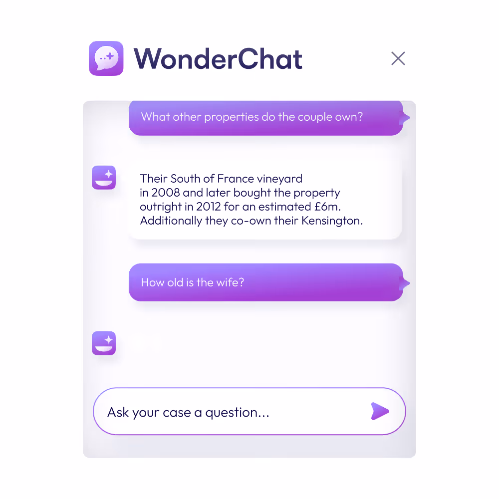 LegalWonder case chat interface